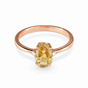 Irregular Citrine Ring - Raw Aura 18KT Rose Gold Vermeil Front View