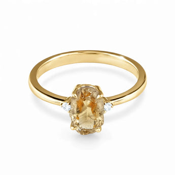 Irregular Citrine Ring - Raw Aura 18KT Yellow Gold Vermeil Front View