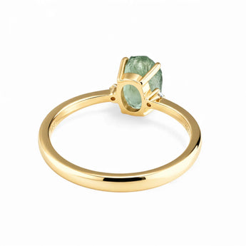Irregular Green Amethyst Ring - Raw Aura 18K Yellow Gold Vermeil Back View