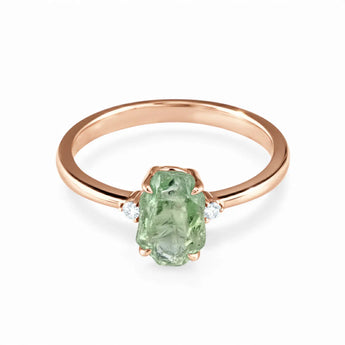 Irregular Green Amethyst Ring - Raw Aura 18KT Rose Gold Vermeil Front View