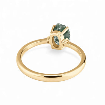 Irregular Moss Agate Ring - Raw Aura 18KT Yellow Gold Vermeil Back View