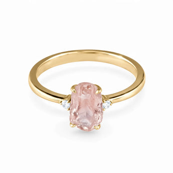 Irregular Rose Quartz Ring - Raw Aura 18KT Yellow Gold Vermeil Front View