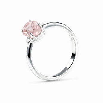 Irregular Rose Quartz Ring - Raw Aura 925 Sterling Silver Side View