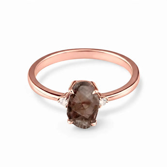 Irregular Smoky Quartz Ring - Raw Aura 18KT Rose Gold Vermeil Front View