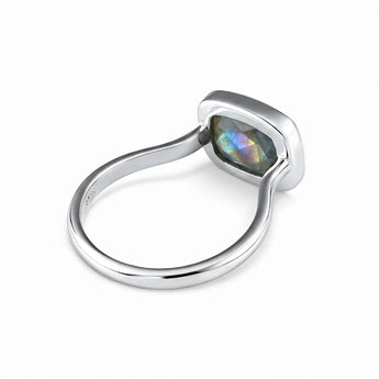 Labradorite Cushion Ring - Pure Hush 925 Sterling Silver Back View