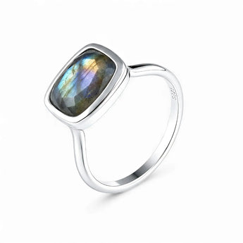 Labradorite Cushion Ring - Pure Hush 925 Sterling Silver Side View