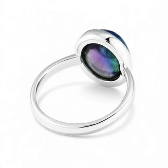 Large Cabochon Alexandrite Ring - Bold Serenity 925 Sterling Silver Back View