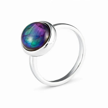 Large Cabochon Alexandrite Ring - Bold Serenity 925 Sterling Silver Side View