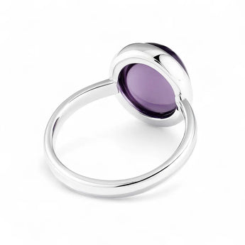 Large Cabochon Amethyst Ring - Bold Serenity 925 Sterling Silver Back View