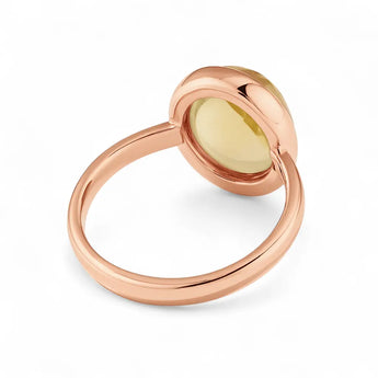 Large Cabochon Citrine Ring - Bold Serenity 18KT Rose Gold Vermeil Back View