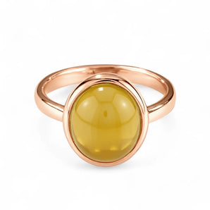 Large Cabochon Citrine Ring - Bold Serenity 18KT Rose Gold Vermeil Front View
