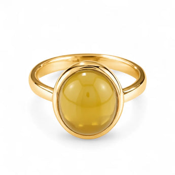 Large Cabochon Citrine Ring - Bold Serenity 18KT Yellow Gold Vermeil Front View