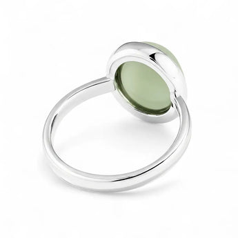 Large Cabochon Green Amethyst Ring - Bold Serenity 925 Sterling Silver Back View
