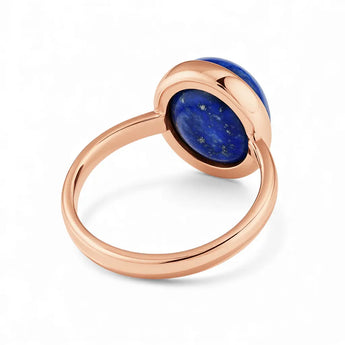 Large Cabochon Lapis Lazuli Ring - Bold Serenity 18KT Rose Gold Vermeil Back View