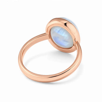 Large Cabochon Moonstone Ring - Bold Serenity 18KT Rose Gold Vermeil Back View