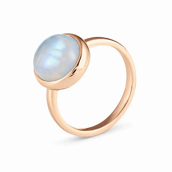 Large Cabochon Moonstone Ring - Bold Serenity 18KT Rose Gold Vermeil Side View