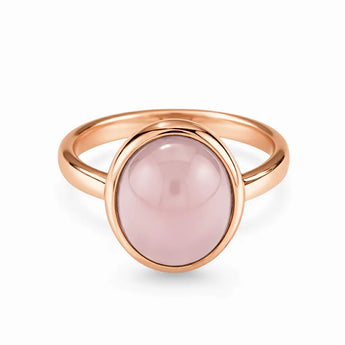 Large Cabochon Morganite Ring - Bold Serenity 18KT Rose Gold Vermeil Front View