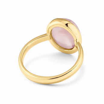 Large Cabochon Morganite Ring - Bold Serenity 18KT Yellow Gold Vermeil Back View