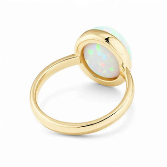 Large Cabochon Opal Ring - Bold Serenity 18KT Yellow Gold Vermeil Back View