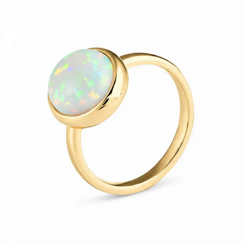 Large Cabochon Opal Ring - Bold Serenity 18KT Yellow Gold Vermeil Side View