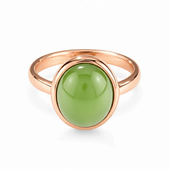Large Cabochon Peridot Ring - Bold Serenity 18KT Rose Gold Vermeil Front View