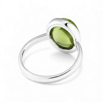 Large Cabochon Peridot Ring - Bold Serenity 925 Sterling Silver Back View