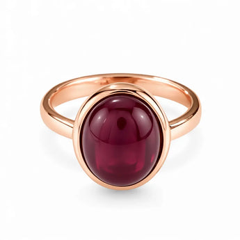 Large Cabochon Ruby Ring - Bold Serenity 18KT Rose Gold Vermeil Front View