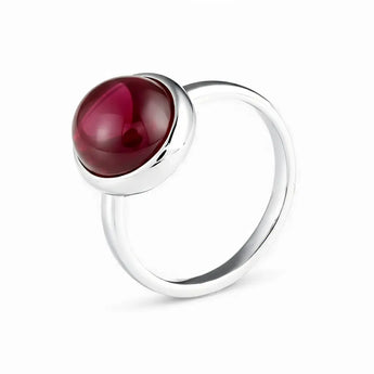 Large Cabochon Ruby Ring - Bold Serenity 925 Sterling Silver Side View