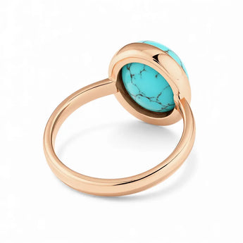 Large Cabochon Turquoise Ring - Bold Serenity 18KT Rose Gold Vermeil Back View