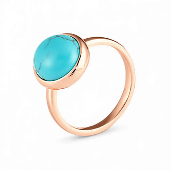 Large Cabochon Turquoise Ring - Bold Serenity 18KT Rose Gold Vermeil Side View