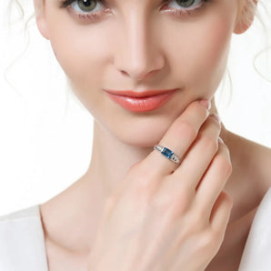 London Blue Topaz Baguette Ring - Axis 925 Sterling Silver Model Shot