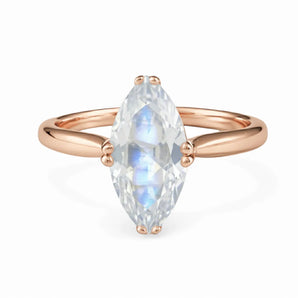 Moonstone Marquise Ring - Silent Glow 18KT Rose Gold Vermeil Front View
