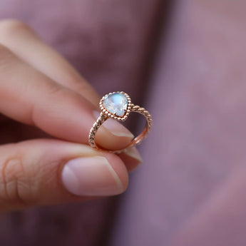 Moonstone Pear Ring - Still Light 18KT Rose Gold Vermeil Hand-Held Shot