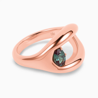 Oval Alexandrite Embrace Ring - Enfolding Arch 18KT Rose Gold Vermeil Hero Angle View
