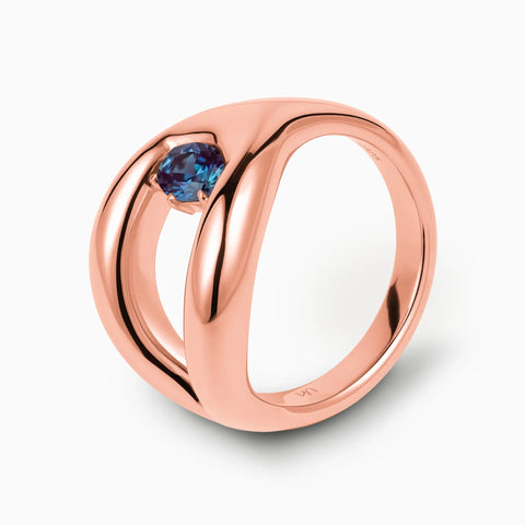 Oval Alexandrite Embrace Ring - Enfolding Arch 18KT Rose Gold Vermeil Side View