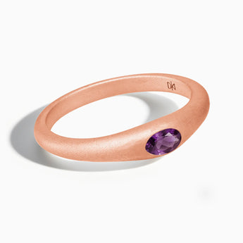 Oval Amethyst Sandblasted Ring - Essence 18KT Rose Gold Vermeil Front View