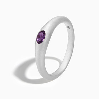 Oval Amethyst Sandblasted Ring - Essence 925 Sterling Side View
