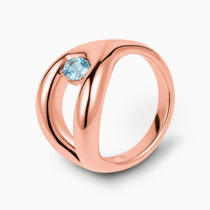 Oval Aquamarine Embrace Ring - Enfolding Arch 18KT Rose Gold Vermeil Side View