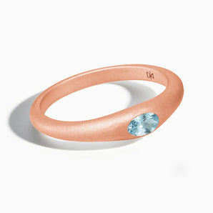 Oval Aquamarine Sandblasted Ring - Essence 18KT Rose Gold Vermeil Front View
