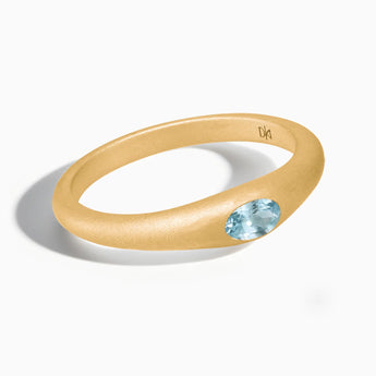 Oval Aquamarine Sandblasted Ring - Essence 18KT Yellow Gold Vermeil Front View