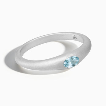 Oval Aquamarine Sandblasted Ring - Essence 925 Sterling Front View