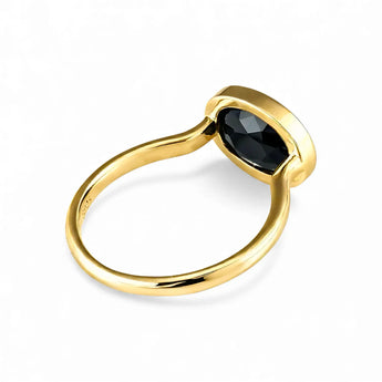 Oval Black Onyx Bezel Ring - Contour 18KT Yellow Gold Vermeil Back View