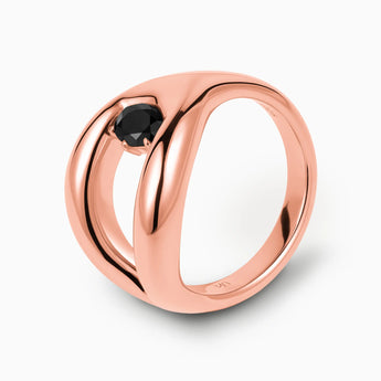 Oval Black Onyx Embrace Ring - Enfolding Arch 18KT Rose Gold Vermeil Side View