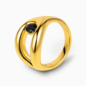 Oval Black Onyx Embrace Ring - Enfolding Arch 18KT Yellow Gold Vermeil Side View