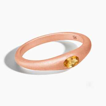 Oval Citrine Sandblasted Ring - Essence 18KT Rose Gold Vermeil Front View