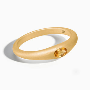 Oval Citrine Sandblasted Ring - Essence 18KT Yellow Gold Vermeil Front View