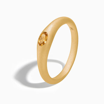 Oval Citrine Sandblasted Ring - Essence 18KT Yellow Gold Vermeil Side View
