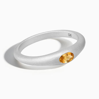 Oval Citrine Sandblasted Ring - Essence 925 Sterling Front View