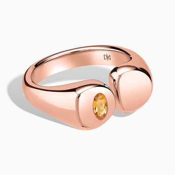 Oval Citrine Signet Ring - Close at Hand 18KT Rose Gold Vermeil Front View