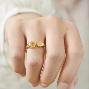 Oval Citrine Signet Ring - Close at Hand 18KT Yellow Gold Vermeil Model Shot